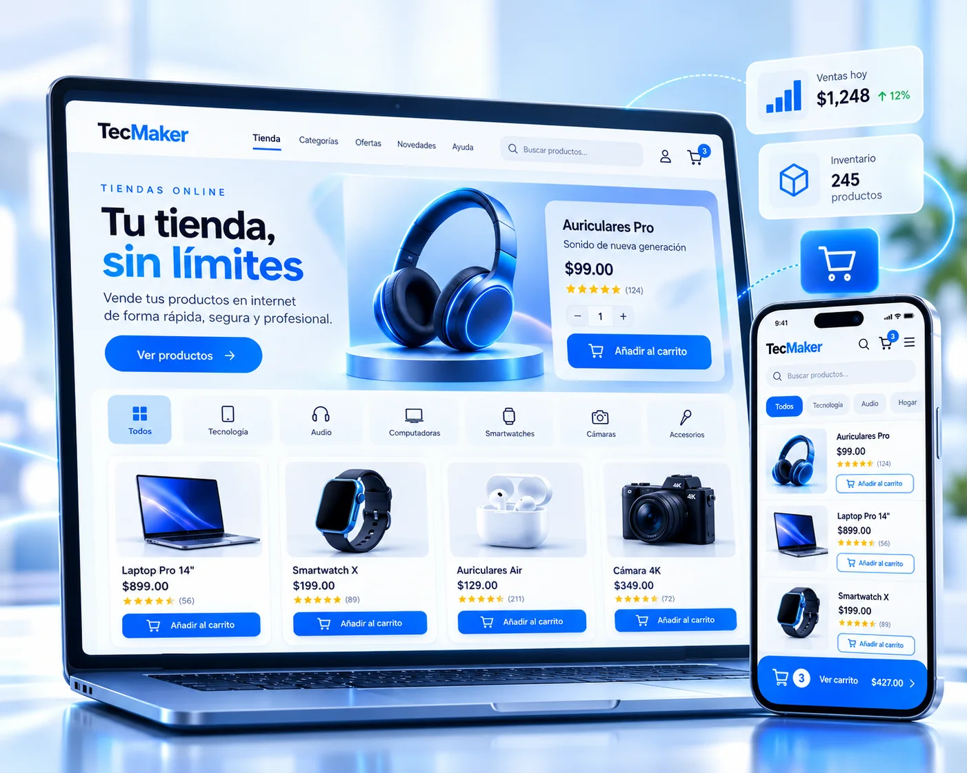 Ejemplo visual de una tienda online